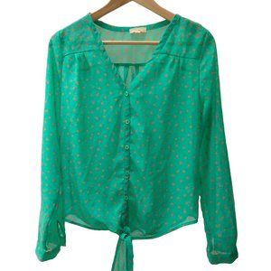 Pearl Sheer Mint Polka Dot Top